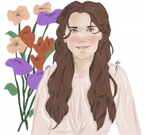 Girl and Flowers (drawing)